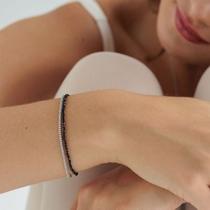 Bratara tennis cu spinel negru si cristale cu argint DiAmanti MS24493B-G (Argint 925‰ 2,5 g.)